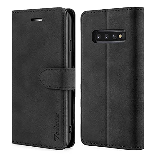 Image of TOHULLE Case for Samsung Galaxy S10, Premium PU Leather Wallet Case with Card Holder Kickstand Magnetic Closure Protective Flip Folio Case Cover Compatible with Samsung Galaxy S10 - Black