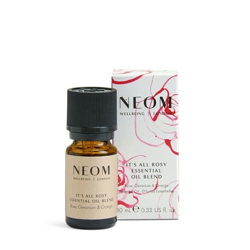Image of NEOM It's All Rosy Essential Oil Blend 10ml I Rose, Geranium and Orange I 100% Natural Blend of 11 Essential Oils I Up to 30 uses I Uplift Your Mood I Mother's Day Gift I Cruelty Free