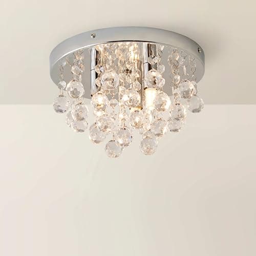 Image of MiniSun | Modern Polished Chrome and Clear Acrylic Droplet Ceiling Light Fitting | Pendant Lights, Home Décor & Improvement Essential | Mains Wired