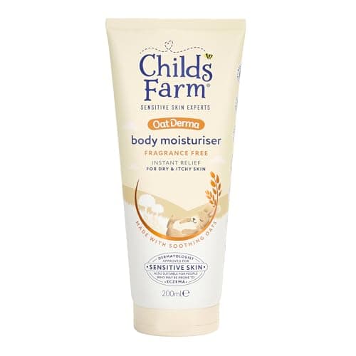 Image of Childs Farm OatDerma Body Moisturiser, Fragrance Free, Soothing Hydration, Sensitive Skin, Emollient, Baby, Kids, 200ml