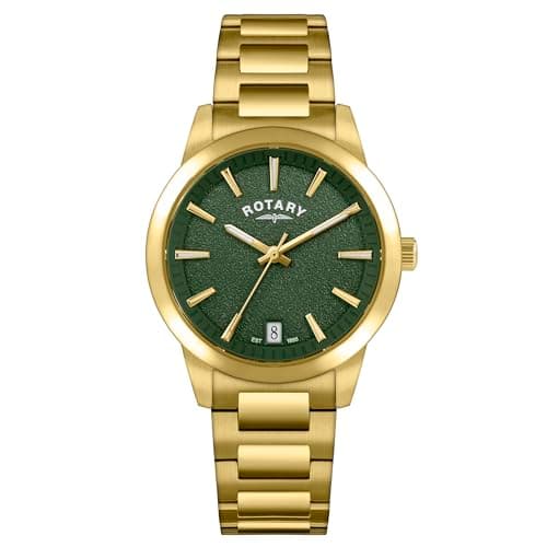 Image of Rotary Ladies Heritage Green Dial Gold Plated Stainless Steel Bracelet Watch