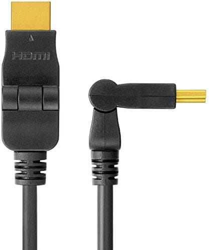 Image of PremiumCord High Speed HDMI Cable 180° Rotatable 5 m Compatible with Video Full HD 1080P, Deep Colour, 3D, Arc, HDR, 10, 2Gbps, Gold-Plated 180° Rotating Connectors, Black