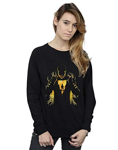 Image of Absolute Cult DC Comics Women's Shazam Lightning Silhouette Sweatshirt Black Large
