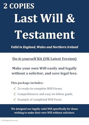 Image of Will Writing Kit 2026 (Double Pack) – Solicitor Approved Last Will and Testament – Easy to Complete – Includes 2 Will Forms – Comprehensive Guide & Examples – DIY Will Kit for England and Wales