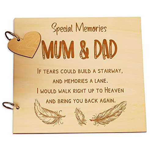 Image of Mum & Dad Remembrance In Loving Memory Wooden Guest Book, Scrap Book or Photo Album