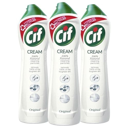 Image of Cif Original Cream Multipurpose Surface Cleaner enriched with a fresh, ocean scent made with 100% natural cleaning particles for gentle and reliable cleaning, Multi Buy 3 Pack