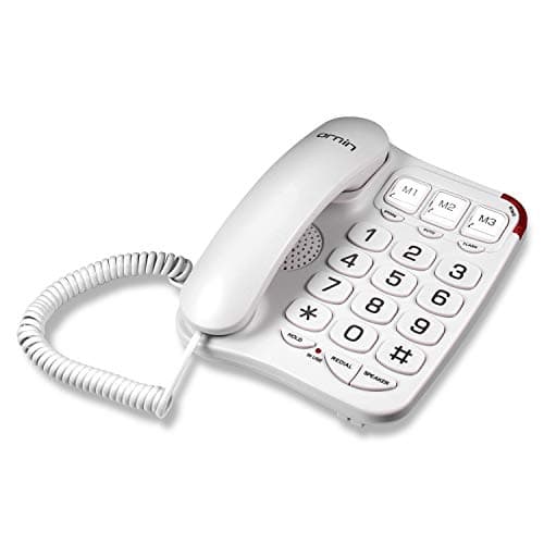 Image of Ornin S016 Big Button Corded Telephone with Speaker, Hearing Aid Compatible for Seniors (White)