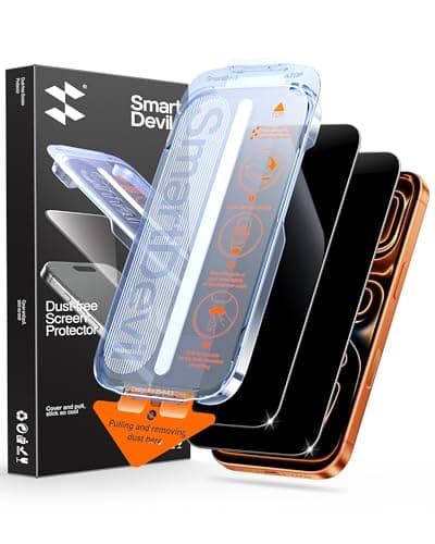 Image of SMARTDEVIL 2 Pack Tempered Glass for iPhone 17 Pro Privacy Screen Protector, Anti-Spy Privacy Film, Military-Grade Shatterproof Protection, 9H Hardness, Fast & Easy Installation, Case Friendly Design