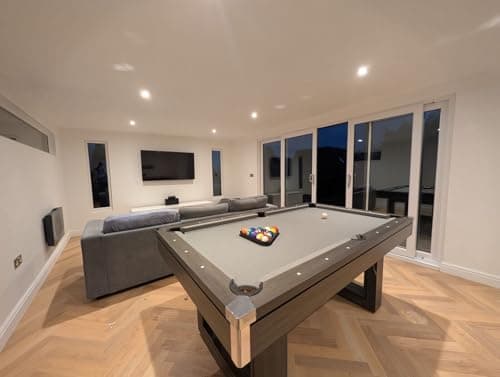 Image of 6ft or 7ft Pool Table with Dining Top and Table Tennis in Stylish Colours with Chrome Corner Caps Multi Use Games Table with Accessories Included (Charcoal Grey, 6ft)