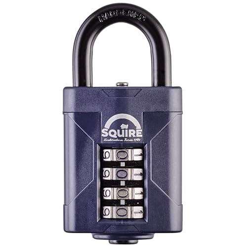 Image of Squire Heavy Duty Padlock (CP50) - Toughest Steel Shackle - 4 Wheel Combination Padlock - Alloy Steel for Corrosion Resistance - Weatherproof Lock for Home, School & Garage (Blue, 50 mm)