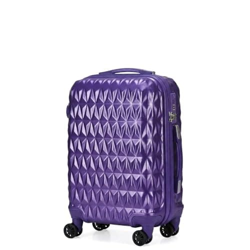Image of CMY Cabin Suitcase Super Lightweight Durable ABS Carry on Suitcase with 4 Dual Spinner Wheels and Built-in 3 Digit Combination Lock Ideal Travel Bag & Luggage Sets (Purple, 20 inches)