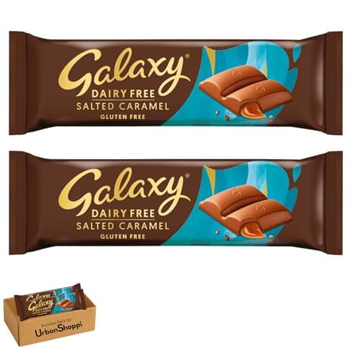 Image of Galaxy Vegan Salted Caramel Chocolate Bar, Dairy Free, Hazelnut Paste, Gluten Free, 100g, Bundled by UrbanShoppi (2x Salted Caramel Bars)