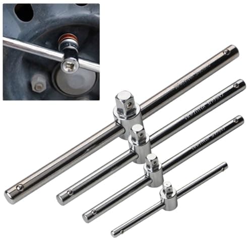 Image of Tidevib Socket Wrench Slide Bar Extension Sliding T-Bar Rod Repair Car, Chrome Vanadium Steel, 1/4" 115mm / 3/8" 155mm / 3/8" 195mm / 1/2" 250mm