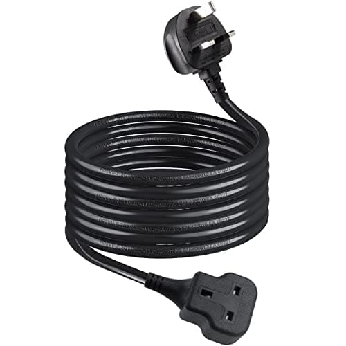Image of 1 Way Gang Extension Lead 3M, Single Socket Mains Power Extension Lead 13A UK 3Pin Fused Plug male to female Travel Use Extension Cord Power Strip, Tough and Fireproof, Black…