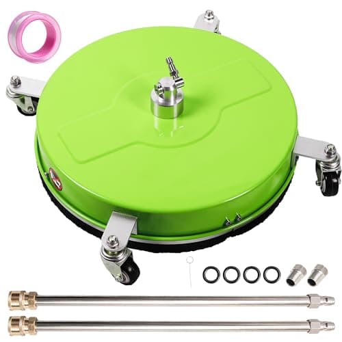 Image of Wexo Palindrog 16.5" Pressure Washer Surface Cleaner with 4 Wheels, Coated Green Stainless Steel Power Washer Surface Cleaner for Driveway Sidewalk, 1/4" Quick Connector 2 Extension Wand, 4000 PSI