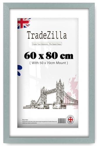 Image of TradeZilla ® | Large Silver Picture Frame (60 x 80 cm) Photo Frame with 70 x 50 cm White Mount | 32 x 24 for Wall Poster 600 x 800 mm [ Silver ]