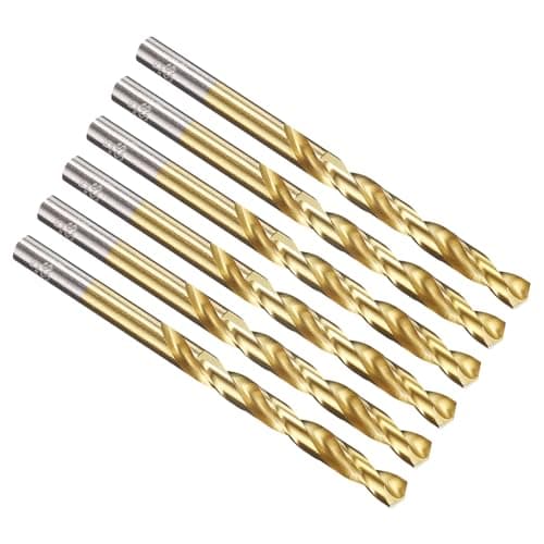 Image of PATIKIL 6.5mm Drill Bit, Jobber Straight Shank M2 High-Speed Steel 135° Titanium Nitride TiN Coated for Stainless Steel Hard Metal - 6 Pack