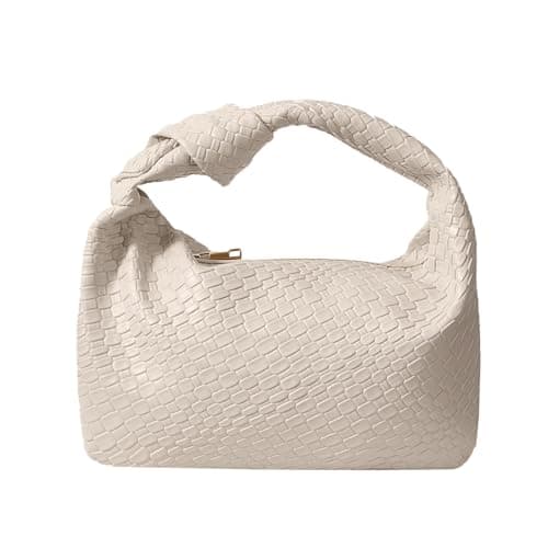 Image of PHILOMENA Woven Hobo Bag for Women Knot Strap Handbags Leather Dumpling Clutch Purses with Zipper