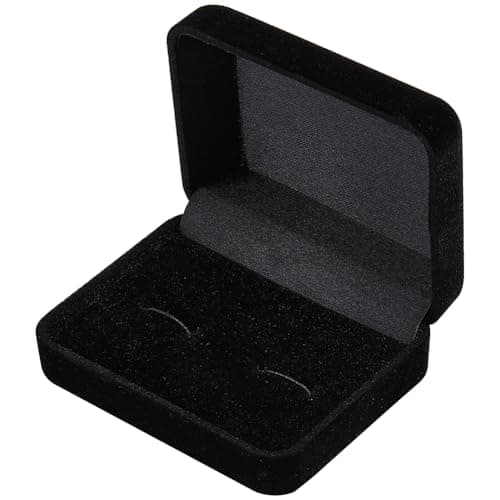 Image of Beebeecraft Plant Velvet Cufflinks Box 3x2.4x1.2 inch 2 Solt Classic Dark Black Portable Cuff Links Storage Box for Men Jewellery Display Travel Holder Packag Case Christmas Father's Day Gift