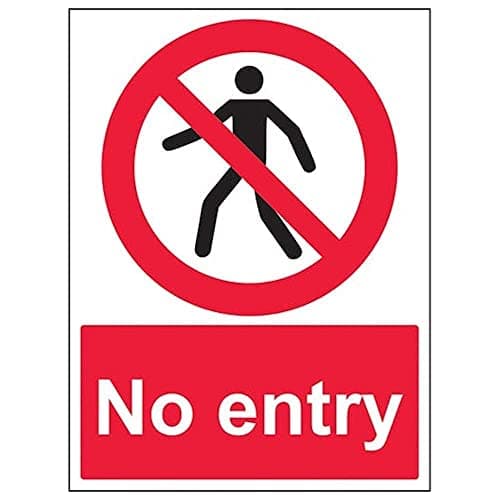 Image of V Safety No Entry Pedestrian Prohibition Sign - 150mm x 200mm - Self Adhesive Vinyl