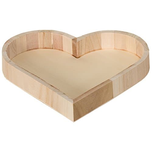 Image of Artemio VIPPC Heart Shaped Tray, Wood, Beige, 21 x 3.5 x 22 cm