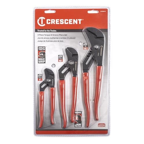 Image of Crescent Tool Pliers Set 3Pc T&G Straight Jaw Black Phosphate 7 10 12