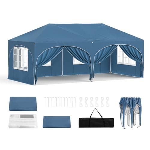 Image of WOLTU Pop-up Gazebo, Gazebo with Sides 3m x 6m, Folding Event Shelter for Outdoor, Garden, Camping, Height Adjustable, Waterproof, UV-Protection, with Carry Bag, Blue