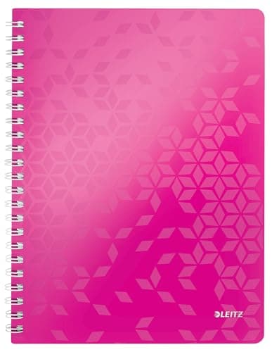 Image of Leitz A4 Flexible Cover Notebook, Pink (Wire Bound, 80 Sheets, Ruled, 90 gsm Ivory Paper, Wow Range), Pack of 1