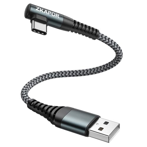 Image of ZKAPOR USB C Charger Cable Right Angle 30CM, Type C Charger Cable Fast Charging Nylon USB C Lead Fast Charging Compatible iPhone 15/15 Pro Max, Samsung Galaxy S23, Note 10, Huawei P40, Google Pixel