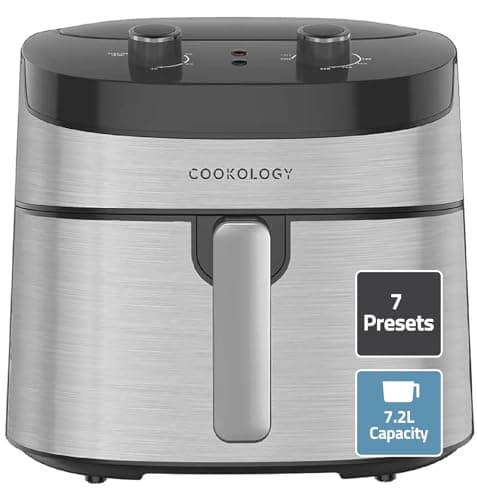 Image of Cookology CAF72MA Air Fryer Oven 7.2 Litre, 7 Cooking Functions, Easy To Use Dial Controls, Healthy, Oil Free and Energy Saving Air Fryers - In Stainless Steel