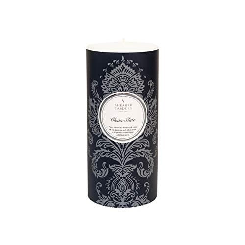 Image of Shearer Candles Clean Slate, Scented, Pillar Candle, Cotton Wick, Fragrance & Essential Oils, Grey, White Silver, Large