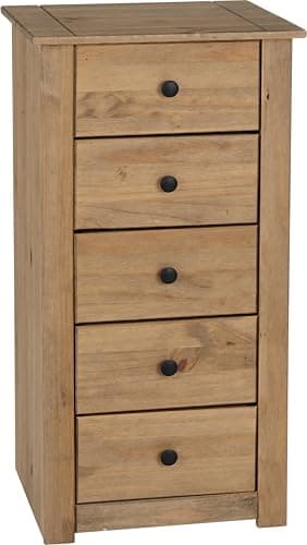Image of Seconique Panama 5 Drawer Chest in Natural Wax