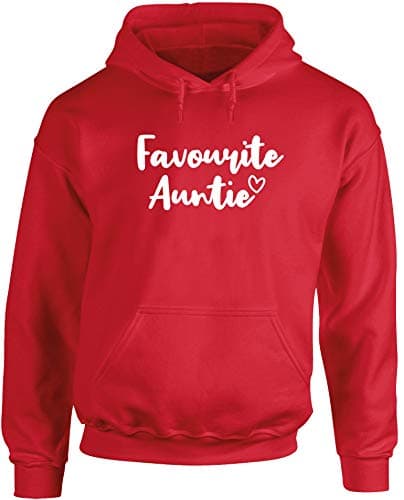 Image of Hippowarehouse Favourite Auntie Unisex Hoodie Hooded top (Specific Size Guide in Description) Red