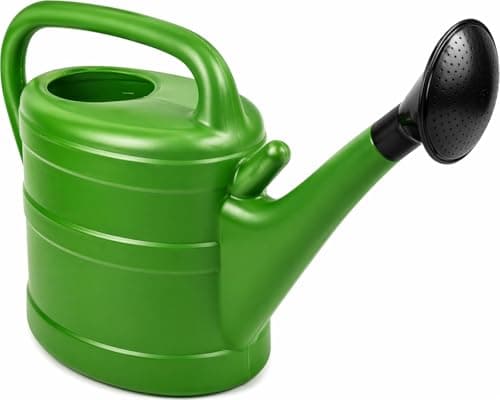 Image of DIVCHI Green Plastic Watering Can with Wrap-Around Handle & Long Spout – Detachable Rose Sprinkler Head – Lightweight Garden Watering Can for Indoor & Outdoor Plant Care (6 Litre)