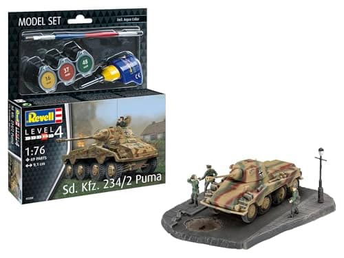 Image of Revell Model Set 63288 Sd.Kfz. 234/2 Puma 1:76 Scale Unbuilt/Unpainted Plastic Model Kit with Accessories