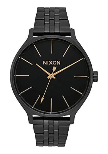 Image of NIXON Clique A1249 - All Black - 50m Water Resistant Women's Analog Classic Watch (38mm Watch Face, 17mm-15mm Stainless Steel Band)