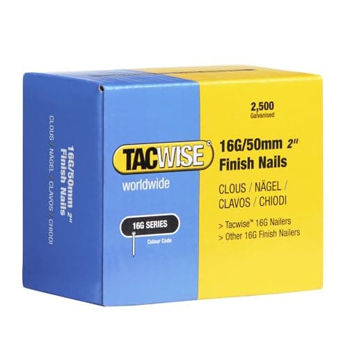 Image of Tacwise 0298 Type 16G / 50 mm Galvanised Finish Nails, Pack of 2500, Silver