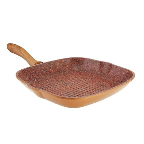 Image of JML Copper Stone Griddle Pan Non Stick - Durable 28cm Aluminium and Stainless Steel Pan for Fast Frying and Grilling with Dynamic Heat Distribution, for Gas, Induction, Electric and Ceramic Hobs