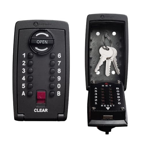 Image of Defender Pro-TEC Key Safe - Police Preferred Specification - Wall Mounted Outdoor Key Lock Box - Push Button Combination Key Cabinet Waterproof Cover - Fits Up To 10 Keys - Police Accredited