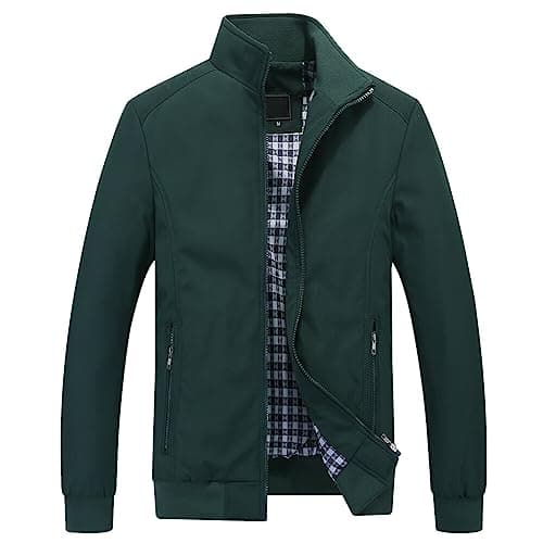 Image of Allthemen Mens Summer Bomber Jackets Baseball Lightweight Windbreaker Sports Coat #1601 Green 1 XL