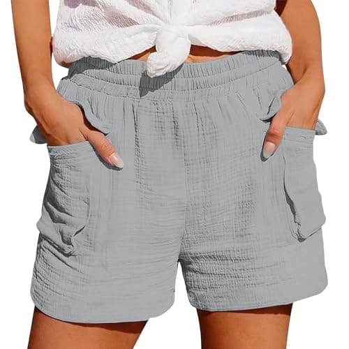 Image of Generisch Casual Plain Sports Shorts with Elastic Waist - Comfortable, Stretchy, Ideal for Training, Running, Light grey, S