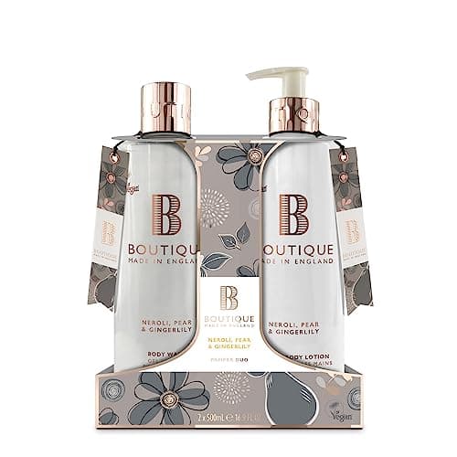 Image of Boutique Neroli, Pear & Gingerlily Body Duo Set - 1 x Body Wash & 1 x Hand & Body lotion 500ml - Essential Oils - Vegan - Made In England