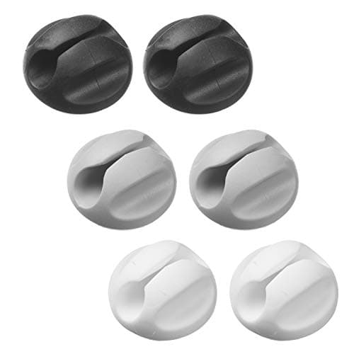 Image of D-Line Cable Tidy Bases | Cable Management Solutions, Retain Phone Chargers & Computer Cables | Pack of 6 - Black, Grey, White
