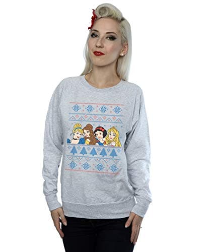 Image of Disney Princess Women's Christmas Faces Sweatshirt XX-Large Heather Grey