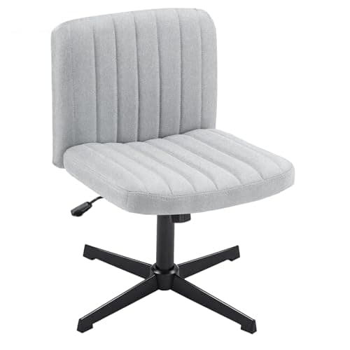 Image of Panana Office Chair for Home Mid-Back No Wheels Fabric Padded Seat Chair Armless Seat Height Adjust Gas Lift Chair (Grey)