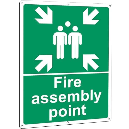 Image of Fire Assembly Point Sign Metal 300 × 400mm(A3), Assembly Point Signage Aluminum Reflective, With 6 Drilled Holes