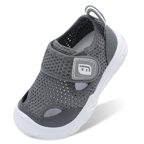 Image of JOINFREE Baby Water Shoes Toddler Swim Sandals Non Slip Mesh Aqua Socks Infant Beach Pool Shoes Quick Dry Barefoot First Walkers Summer Holiday Garden Footwear Boys Girls Dark Grey 9 UK Child