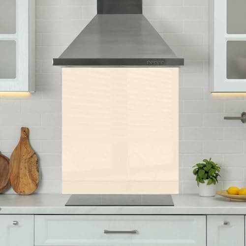 Image of Premium 65 x 60cm Cream Glass 6mm Glass Toughened Kitchen Splashback