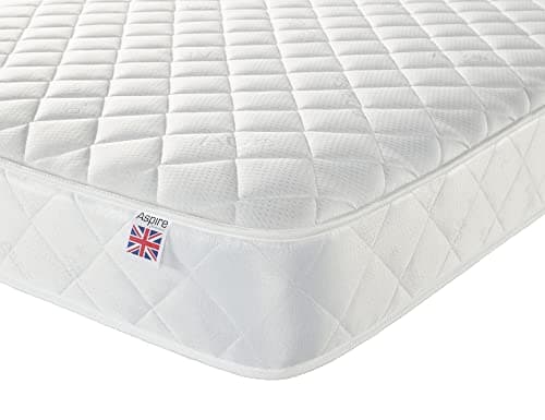 Image of Aspire Beds Double Comfort Layers & AC Aspire-Cool Touch Diamond Tile Sleep Surface Foam Free Bonnell Sprung Value Mattress, White Border, 3ft Single (3ft x 6ft3)