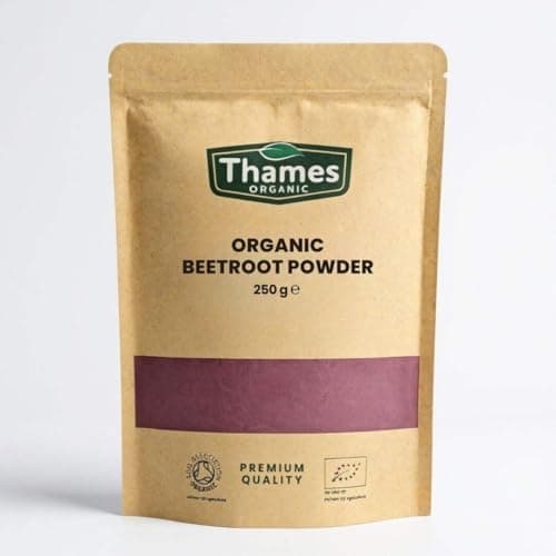 Image of Organic Beetroot Powder – 100% Ground Beetroot – Non-GMO, No Additives – Certified Organic – Natural Colouring & Cooking Ingredient – Resealable Pouch by Thames Organic 250g